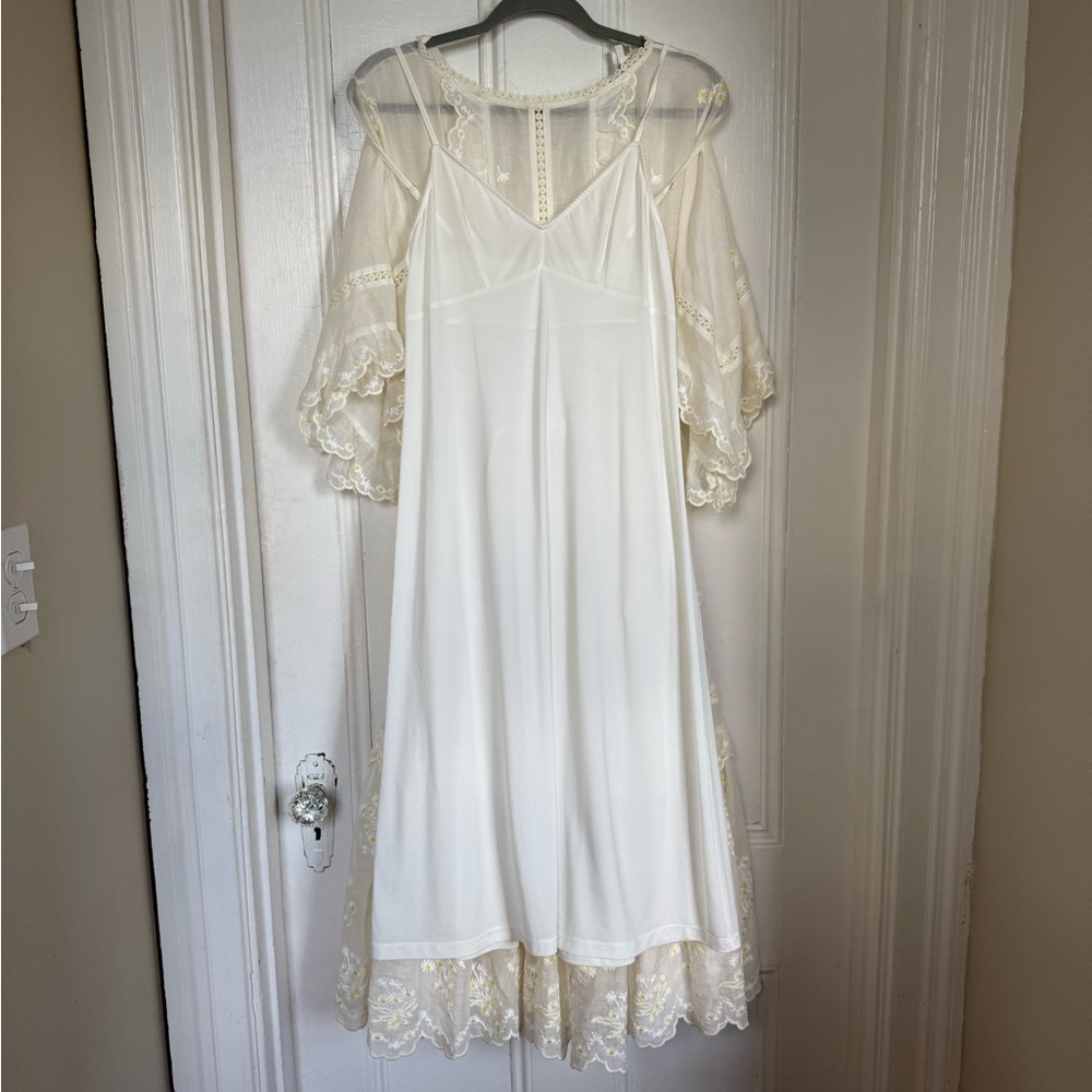 Zimmermann Acacia Tiered Embroidered Eyelet Yellow Flower Cream Midi Dress NEW - Picture 14 of 16